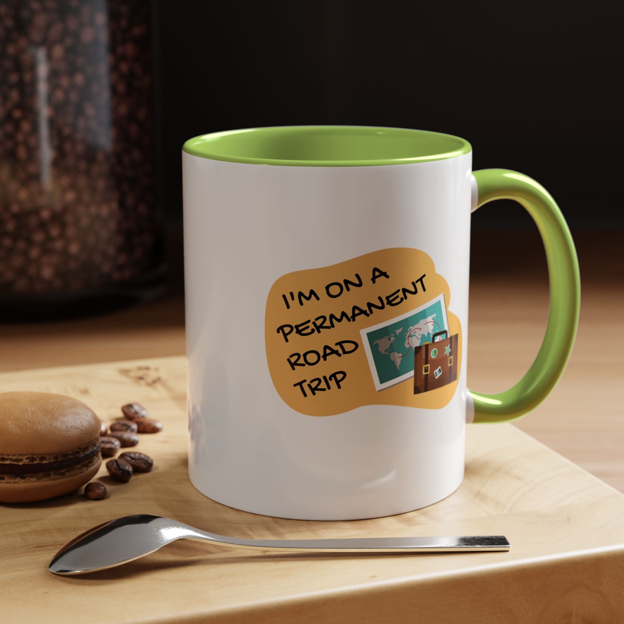 I'm on a Permanent Road Trip Vacation Travel Accent Coffee Mug  (11oz/15oz)