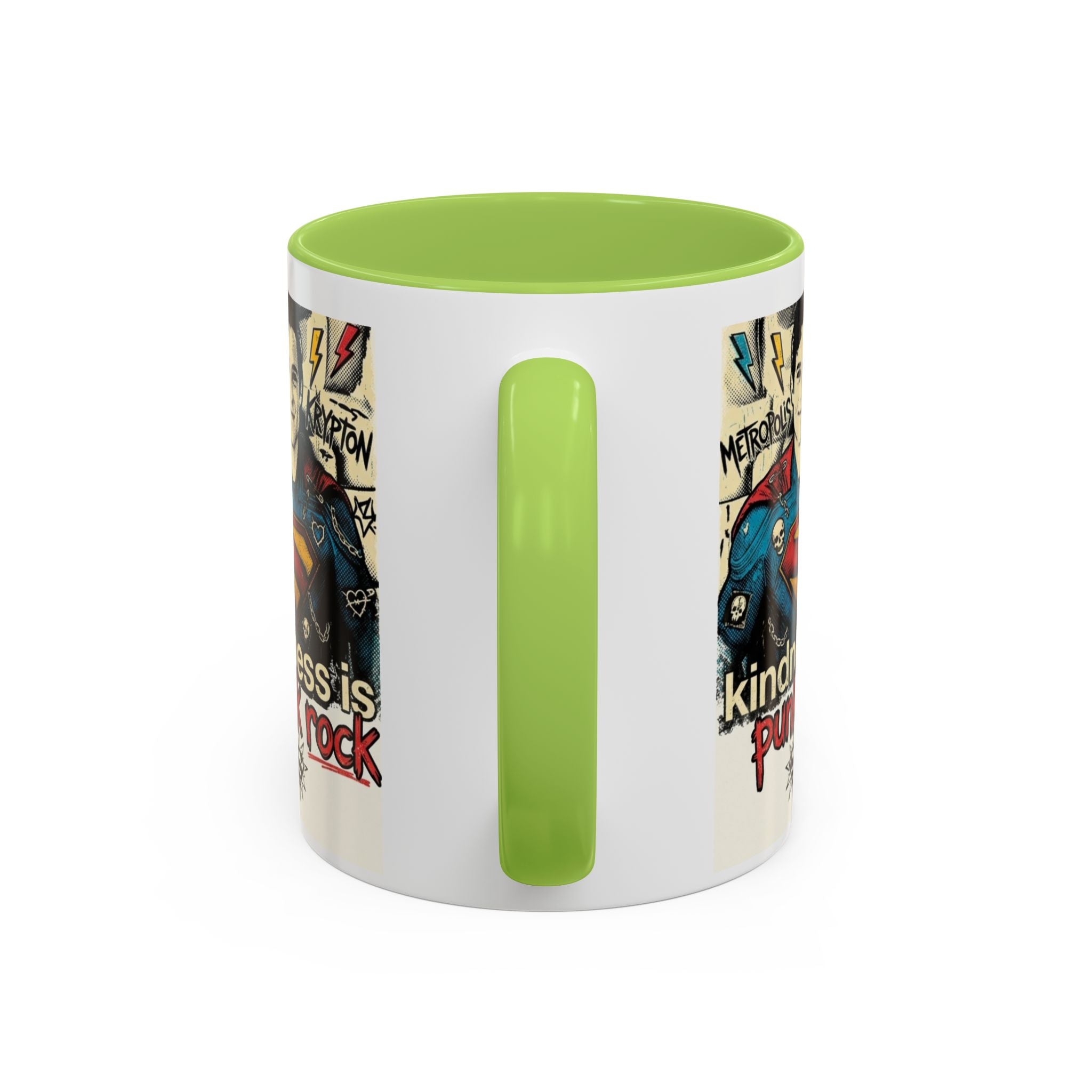 Copy of Kindness Is Punk Rock Superman Accent Coffee Mug — Retro Superhero Graphic (11oz/15oz)