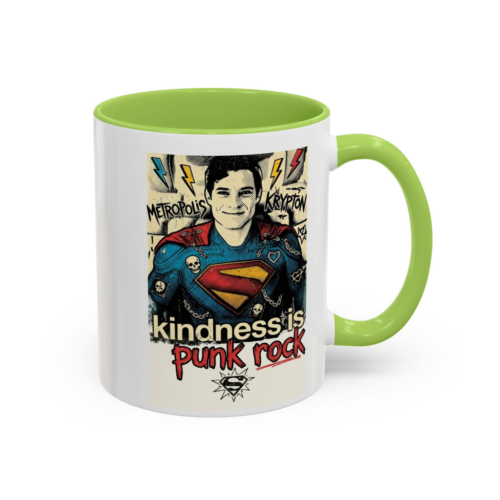 Copy of Kindness Is Punk Rock Superman Accent Coffee Mug — Retro Superhero Graphic (11oz/15oz)