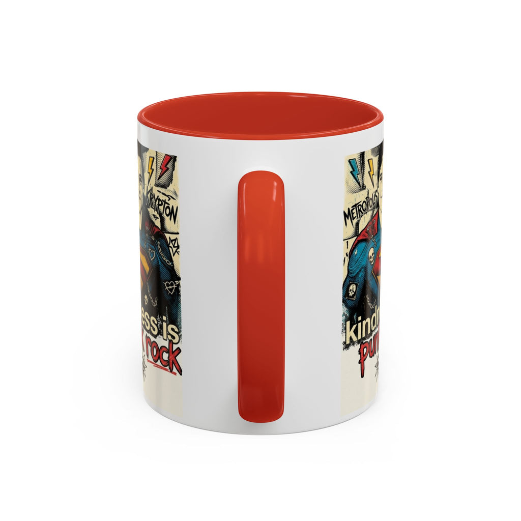 Copy of Kindness Is Punk Rock Superman Accent Coffee Mug — Retro Superhero Graphic (11oz/15oz)