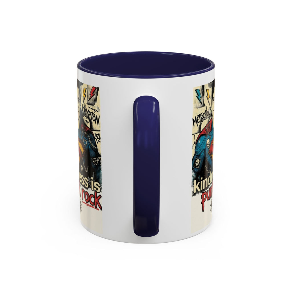 Copy of Kindness Is Punk Rock Superman Accent Coffee Mug — Retro Superhero Graphic (11oz/15oz)