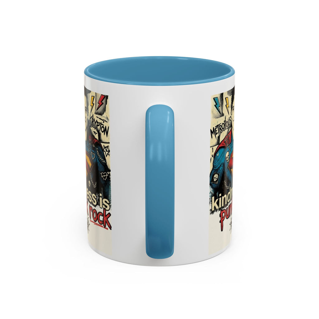 Copy of Kindness Is Punk Rock Superman Accent Coffee Mug — Retro Superhero Graphic (11oz/15oz)
