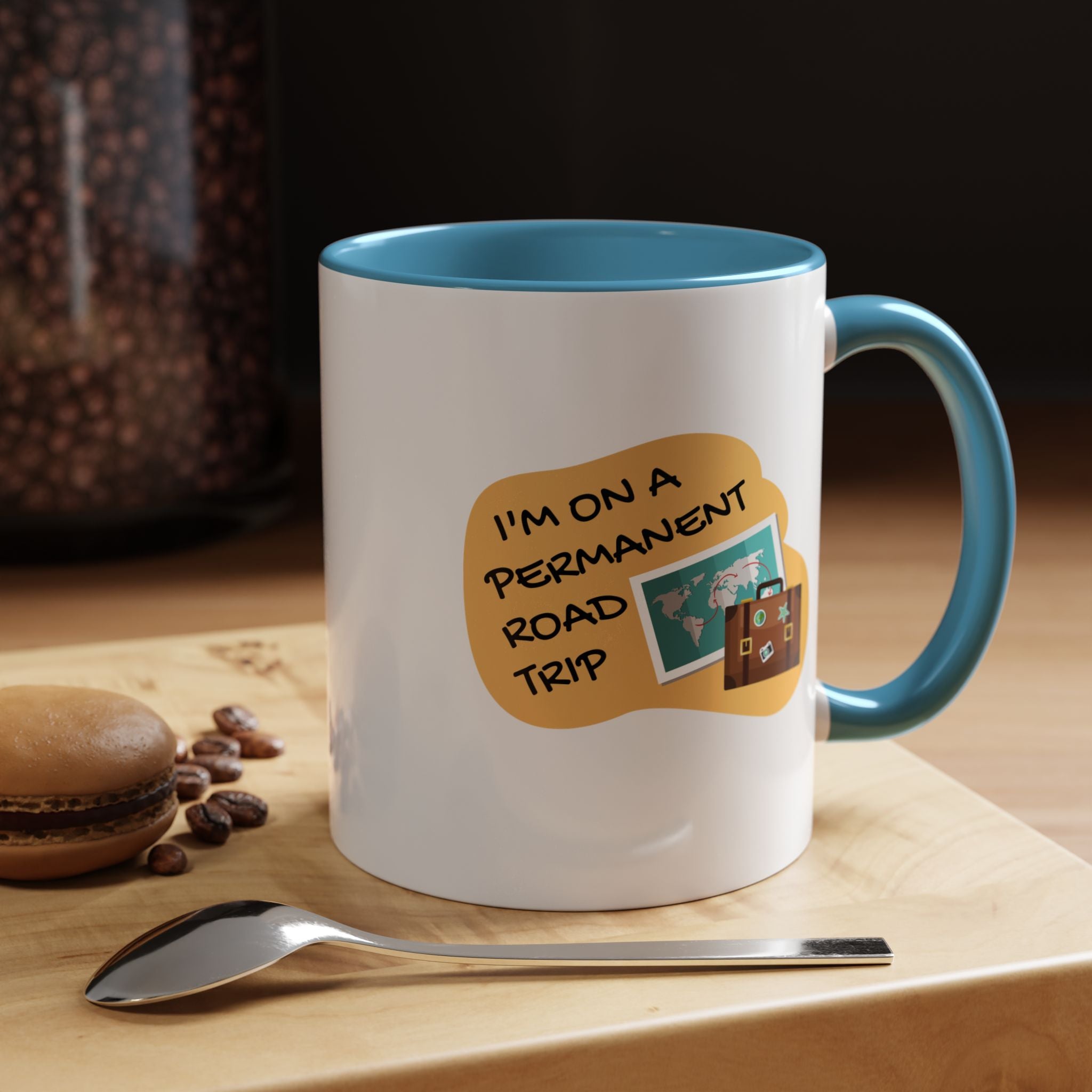 I'm on a Permanent Road Trip Vacation Travel Accent Coffee Mug  (11oz/15oz)