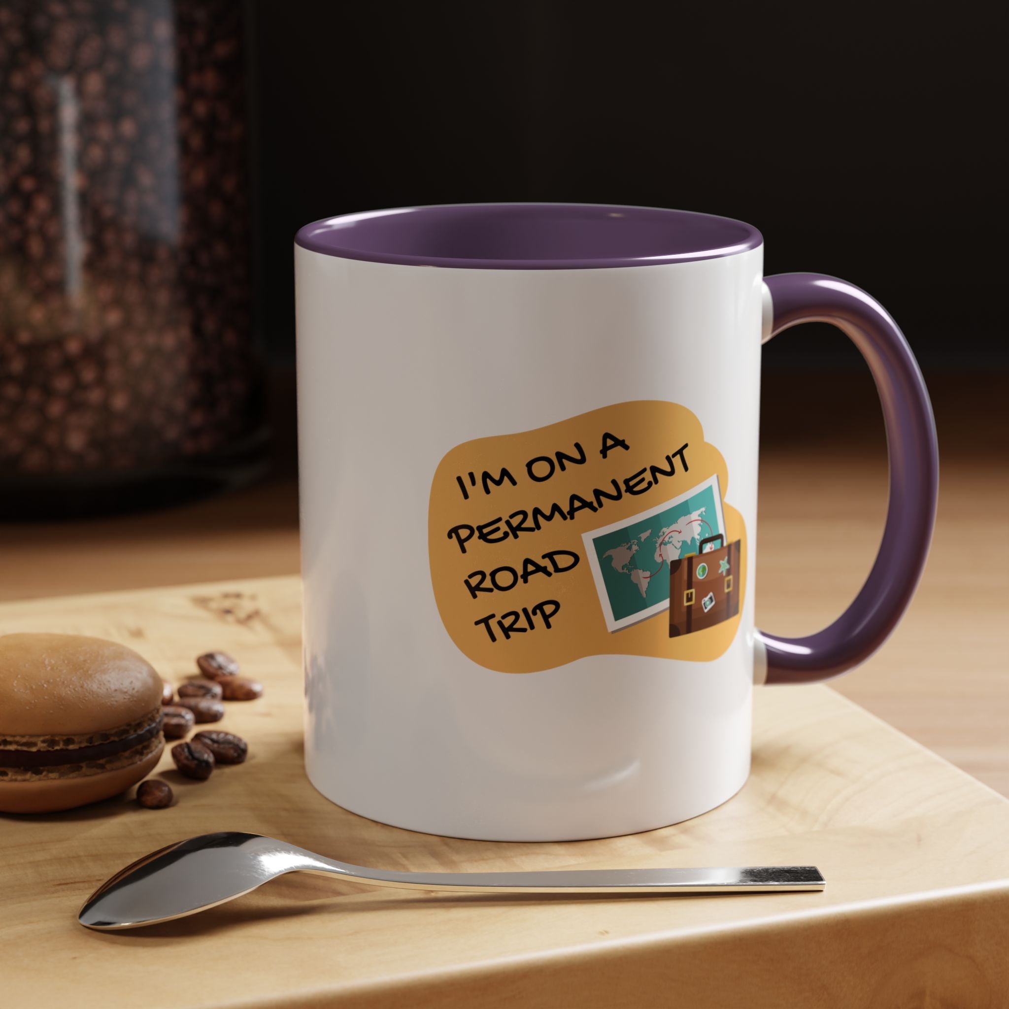 I'm on a Permanent Road Trip Vacation Travel Accent Coffee Mug  (11oz/15oz)
