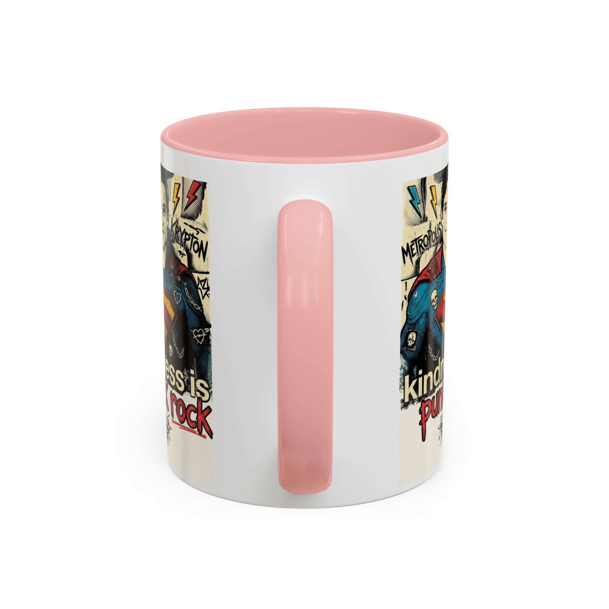 Copy of Kindness Is Punk Rock Superman Accent Coffee Mug — Retro Superhero Graphic (11oz/15oz)