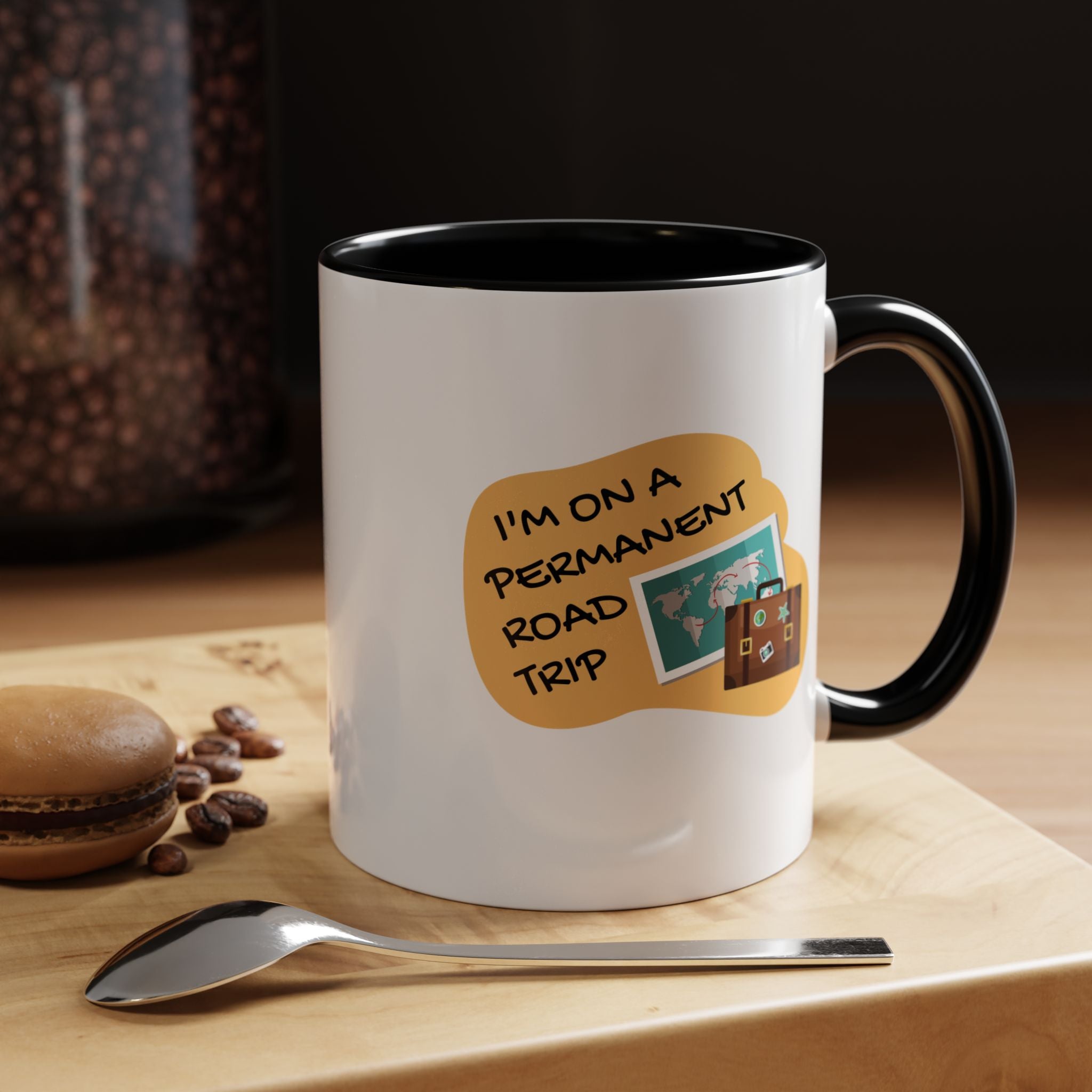 I'm on a Permanent Road Trip Vacation Travel Accent Coffee Mug  (11oz/15oz)