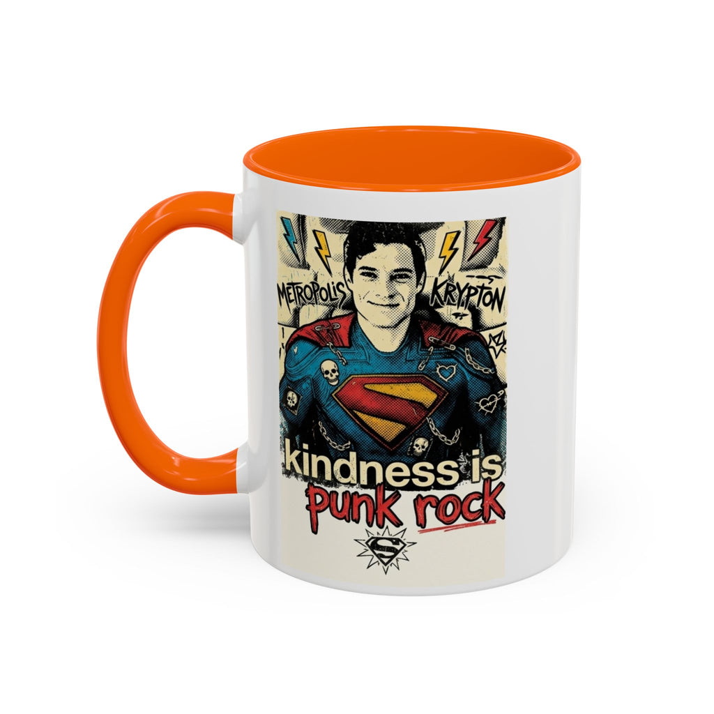 Copy of Kindness Is Punk Rock Superman Accent Coffee Mug — Retro Superhero Graphic (11oz/15oz)
