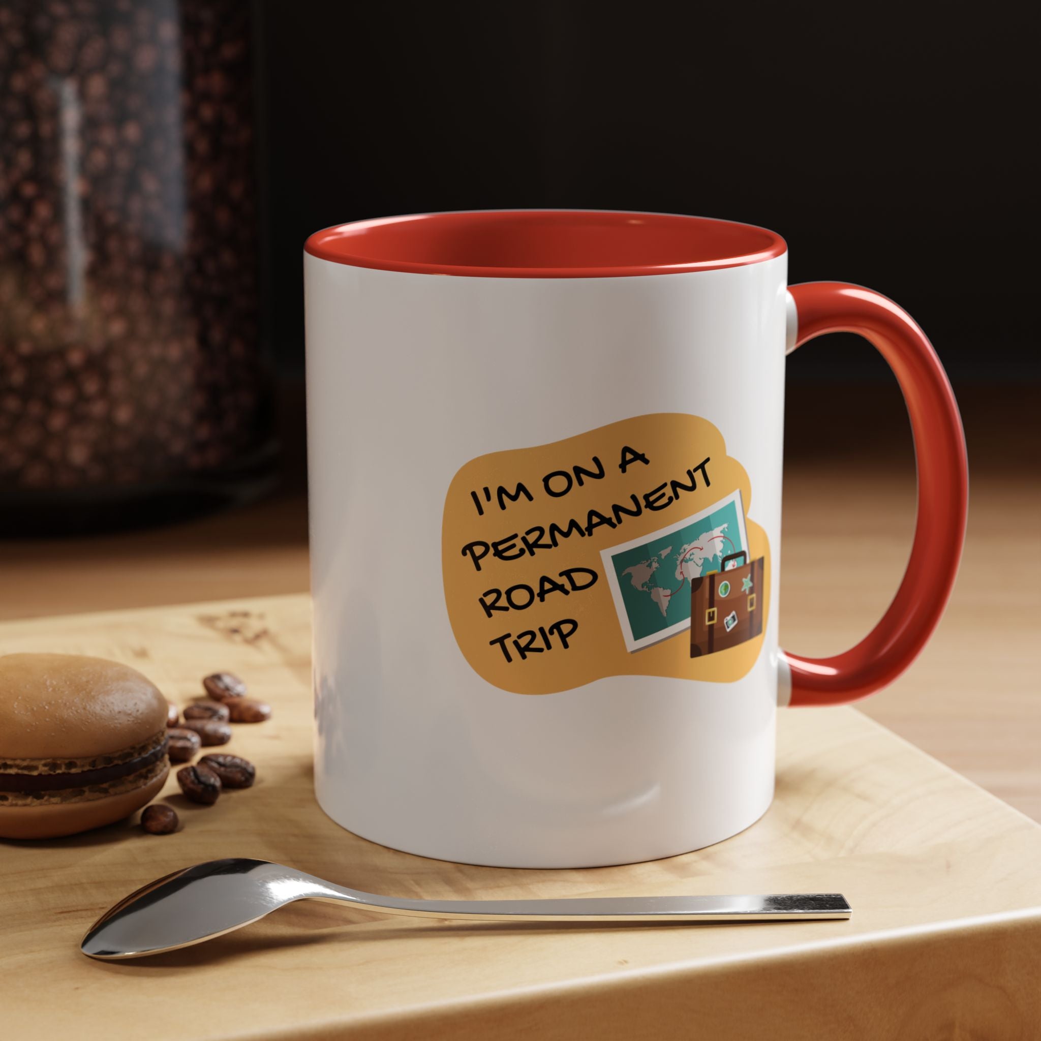 I'm on a Permanent Road Trip Vacation Travel Accent Coffee Mug  (11oz/15oz)