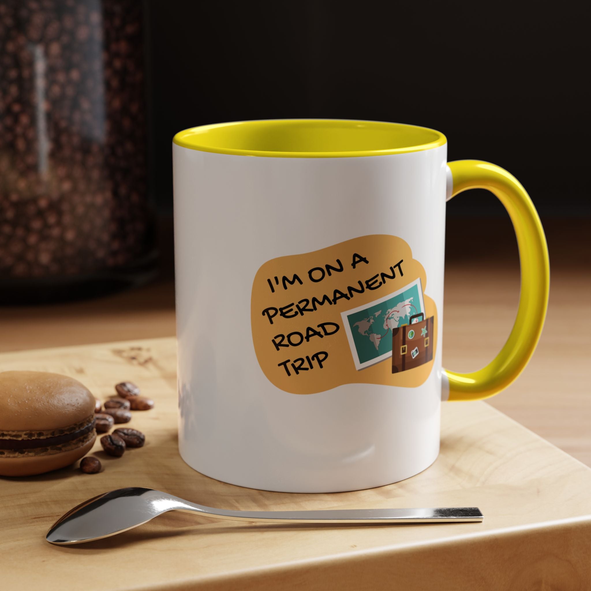 I'm on a Permanent Road Trip Vacation Travel Accent Coffee Mug  (11oz/15oz)